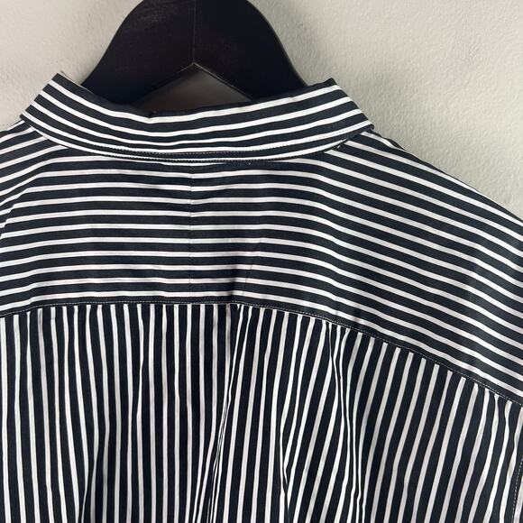 Ralph Lauren Top 22W Black White Striped Button Up Shirt Collar Cotton 22 - Picture 6 of 6